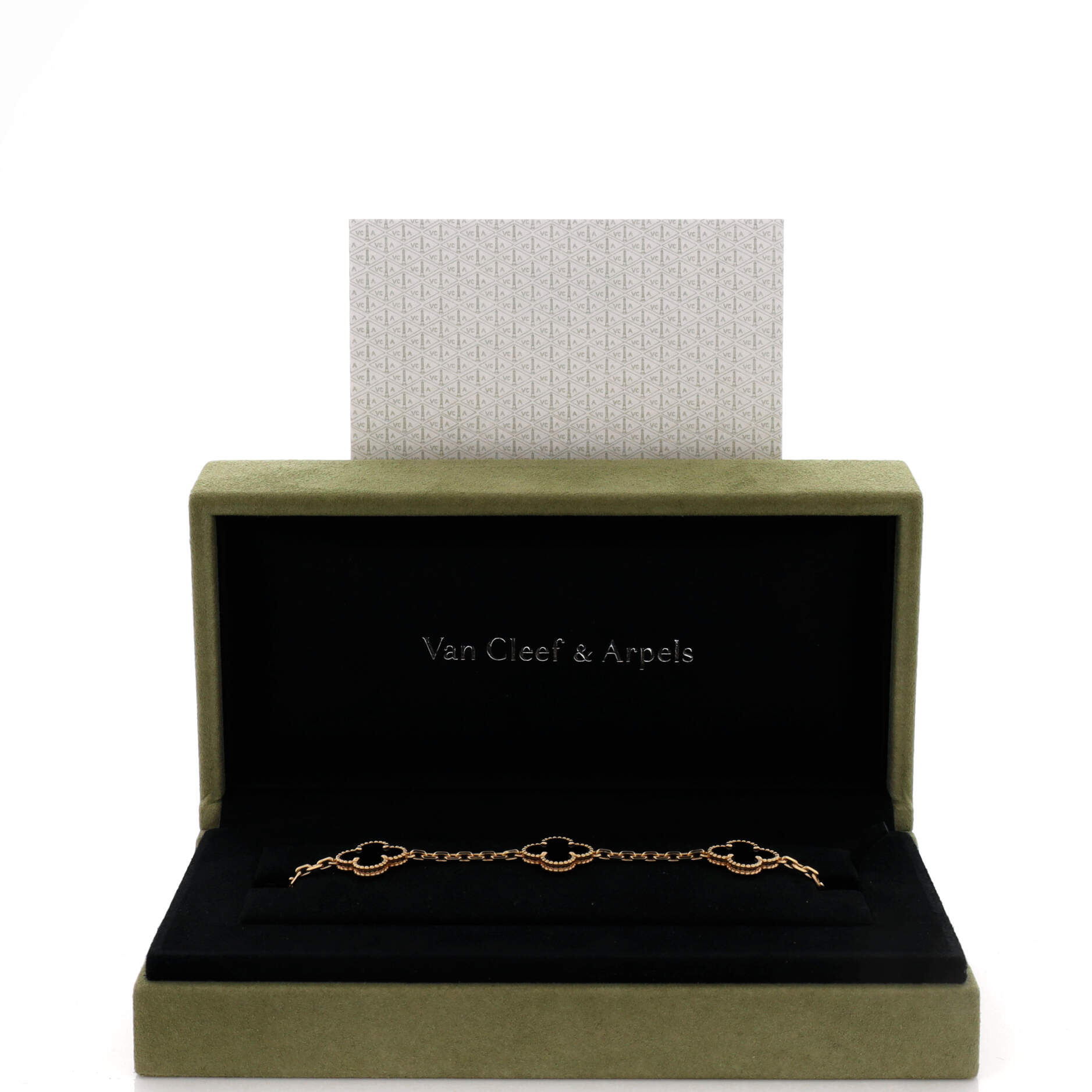 Vintage Alhambra 5 Motifs Bracelet 18K Yellow Gold and Onyx