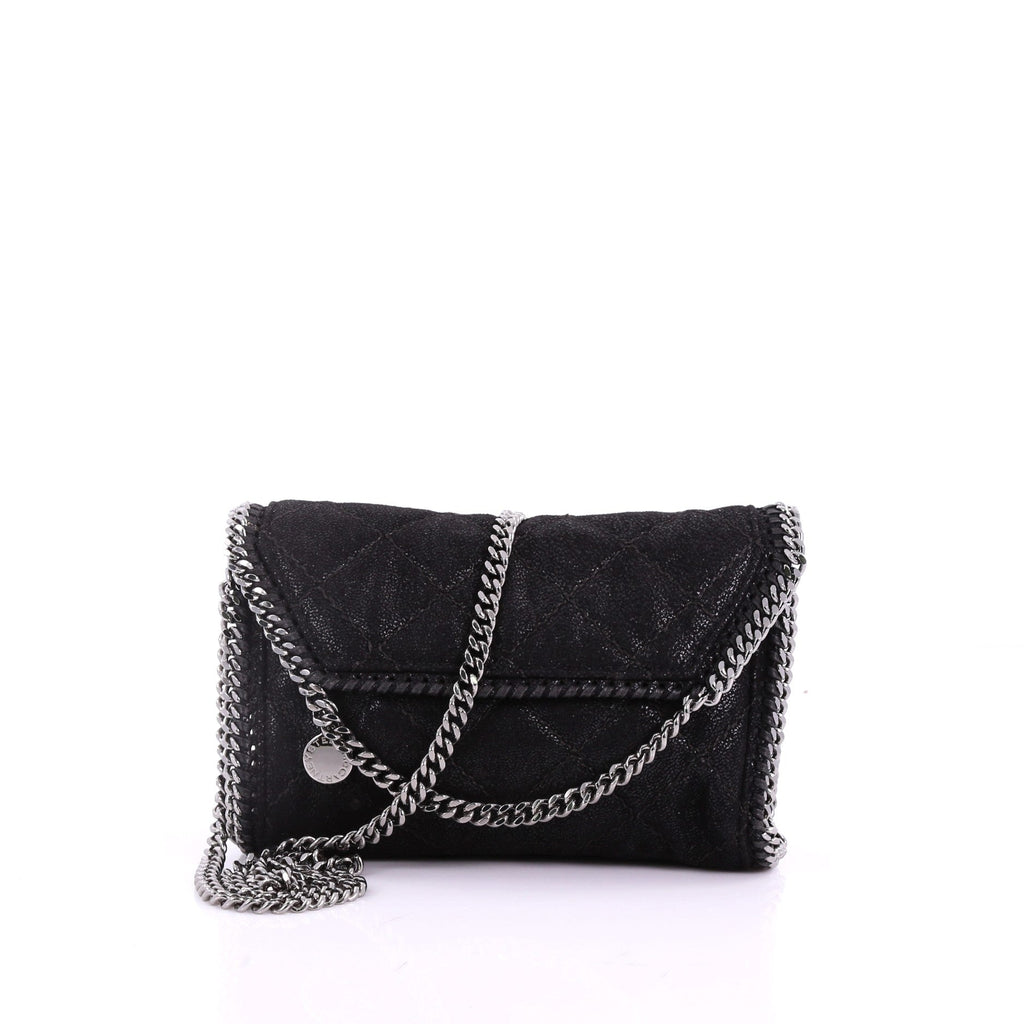 Falabella Fold Over Flap Crossbody Bag Quilted Shaggy Deer Mini