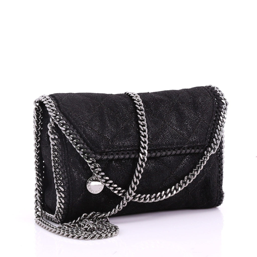 Falabella Fold Over Flap Crossbody Bag Quilted Shaggy Deer Mini