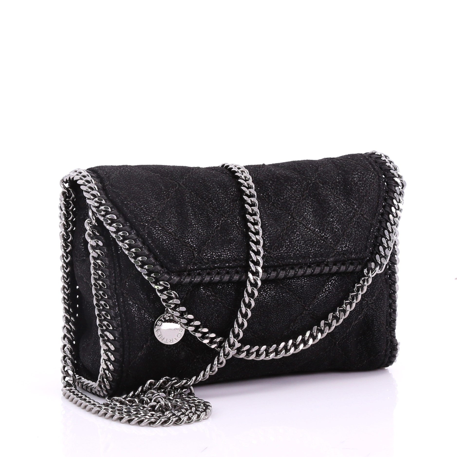 Falabella Fold Over Flap Crossbody Bag Quilted Shaggy Deer Mini
