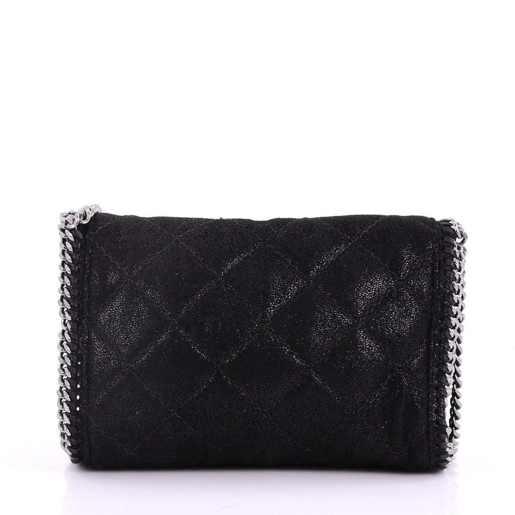 Falabella Fold Over Flap Crossbody Bag Quilted Shaggy Deer Mini