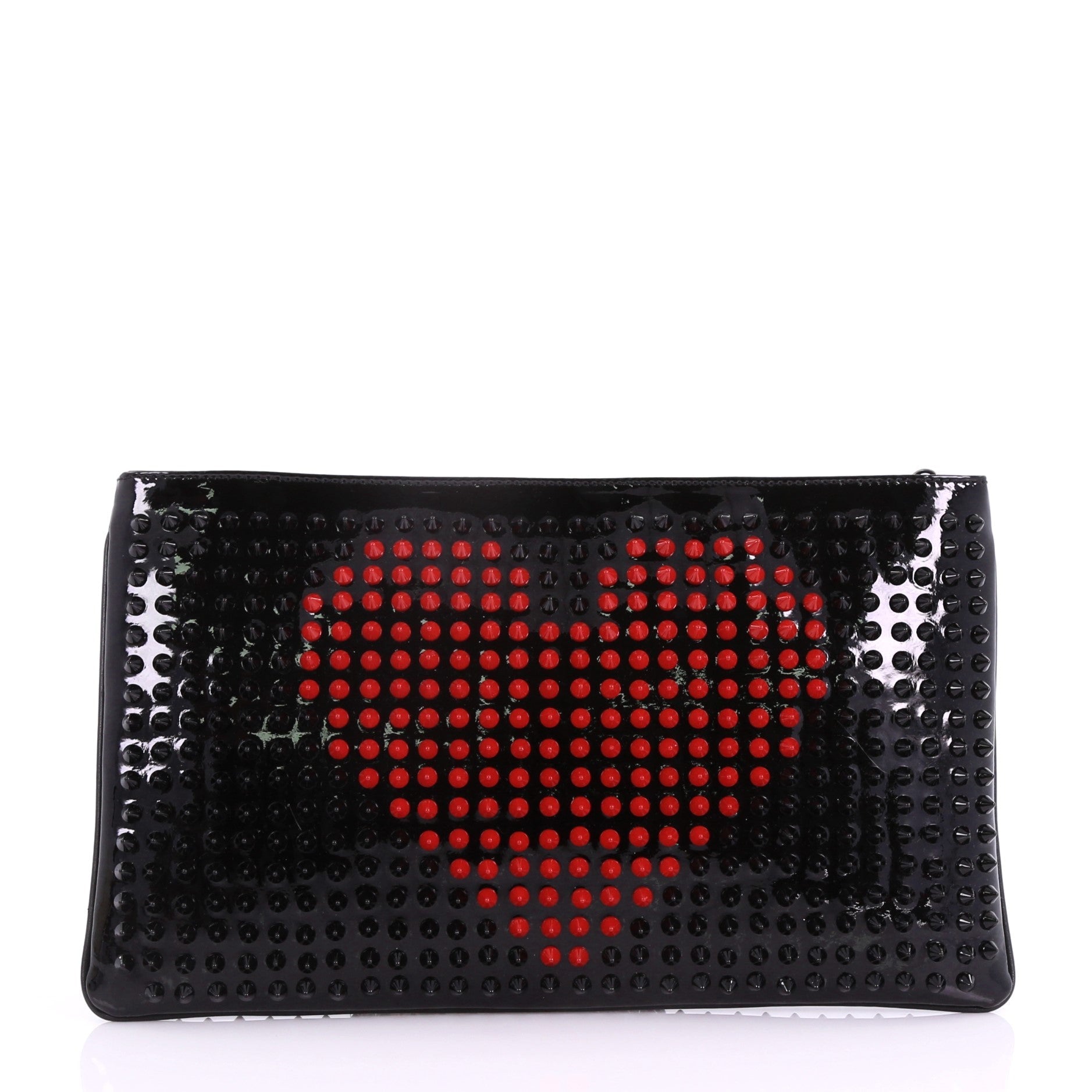 Loubiposh Clutch Printed Spiked Patent