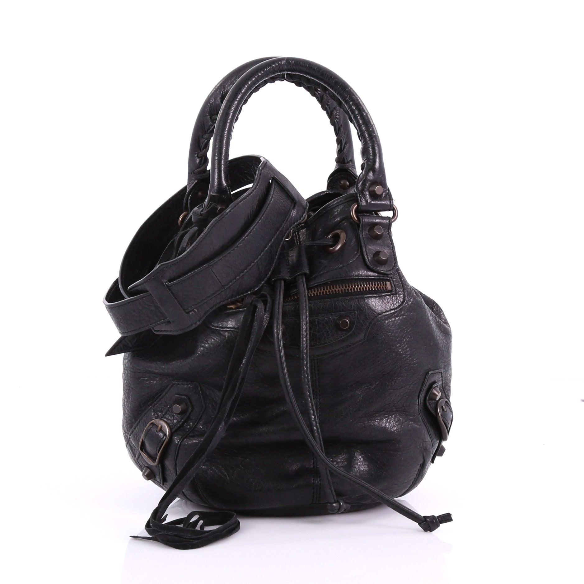 Pom Pon Classic Studs Handbag Leather Mini