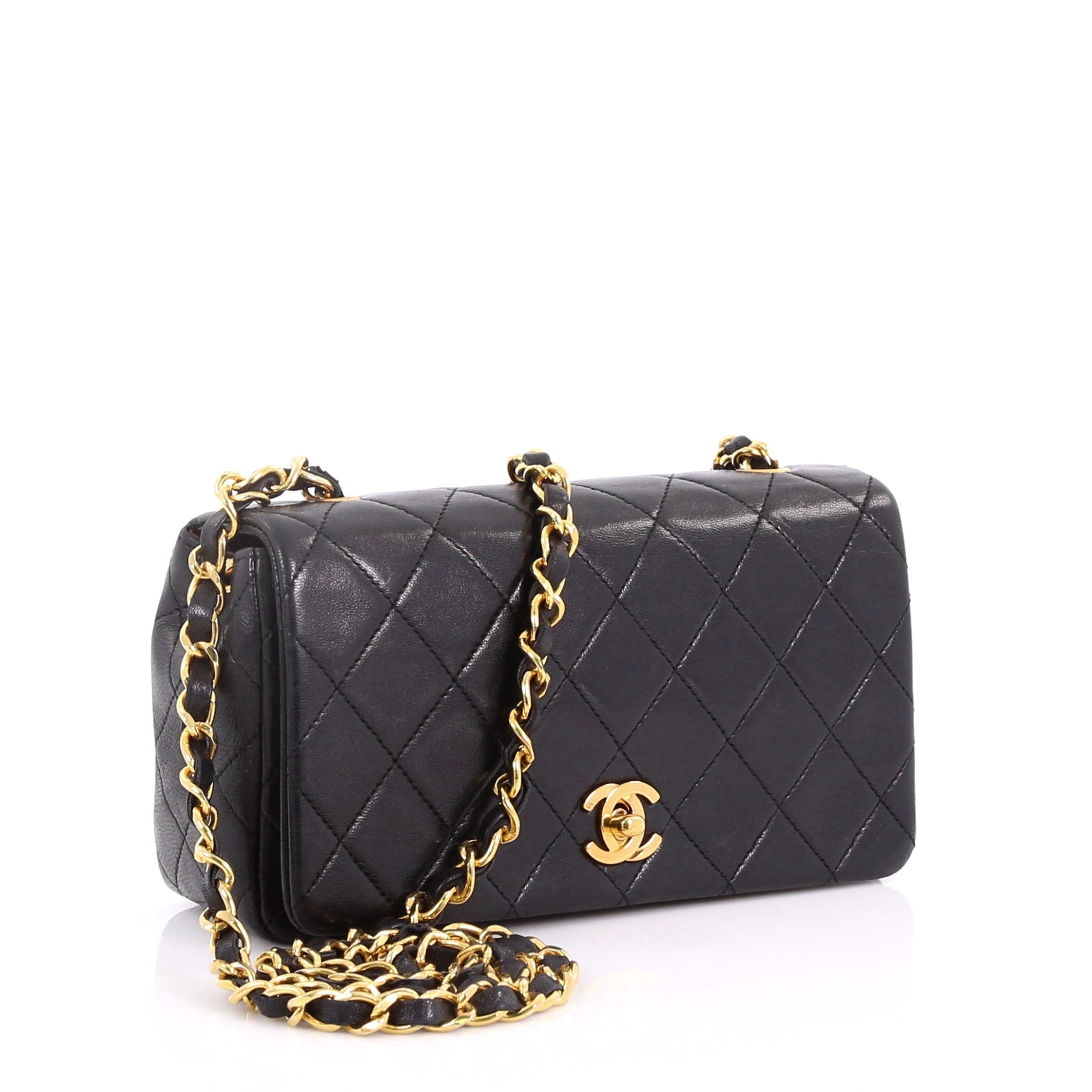 Vintage 3 Way Full Flap Bag Quilted Lambskin Mini