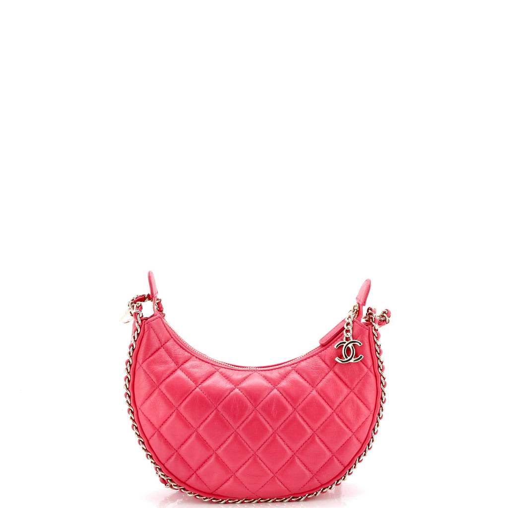 Chain Around Hook Hobo Quilted Lambskin Small