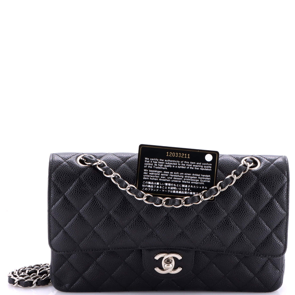 Mobile Art Classic Double Flap Quilted Caviar Medium