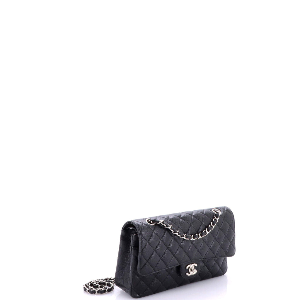 Mobile Art Classic Double Flap Quilted Caviar Medium