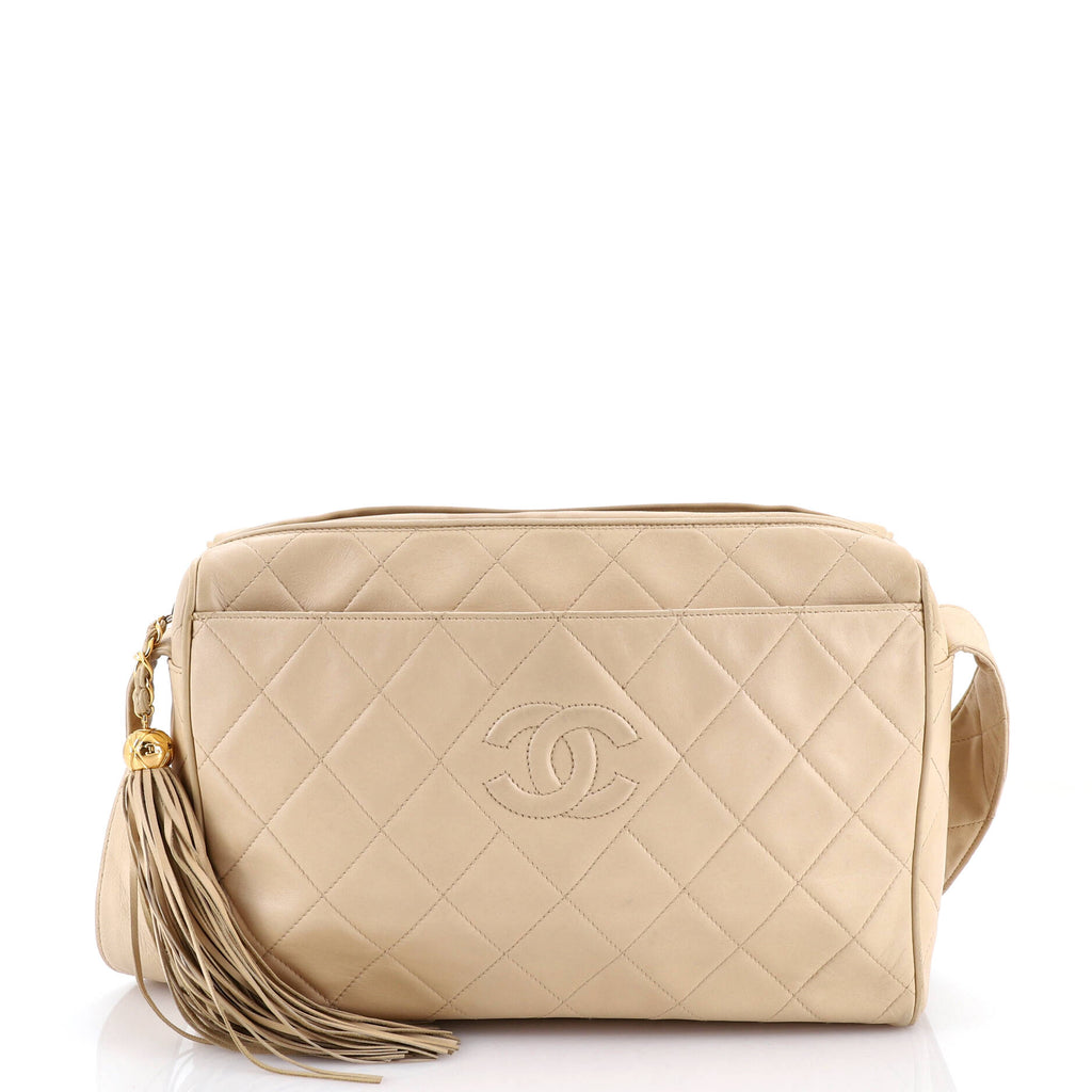 Vintage Diamond CC Camera Bag Quilted Lambskin Large