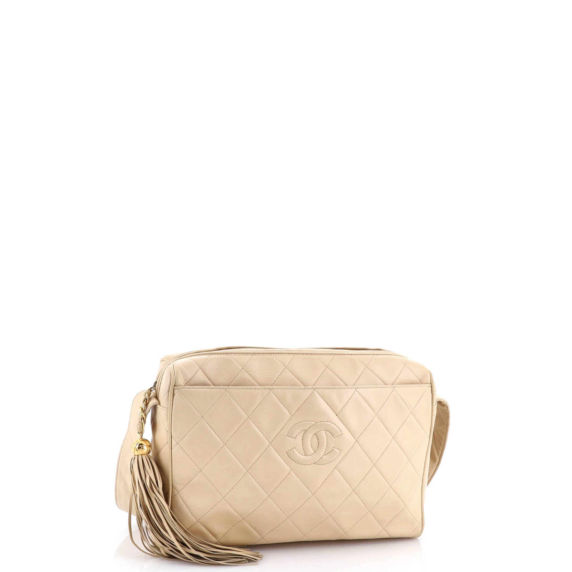 Vintage Diamond CC Camera Bag Quilted Lambskin Large