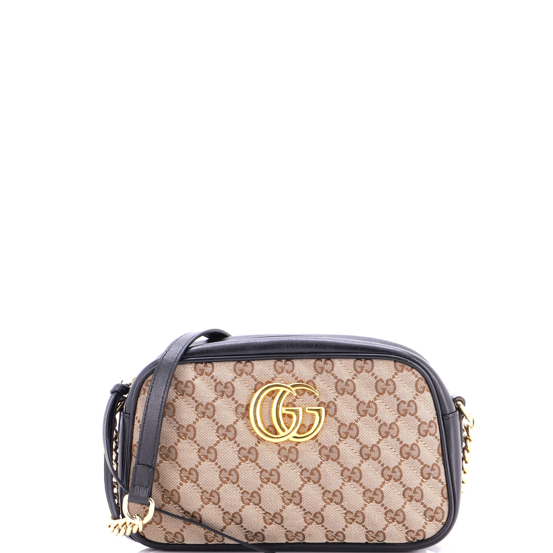 GG Marmont Shoulder Bag Diagonal Quilted GG Canvas with Leather Small