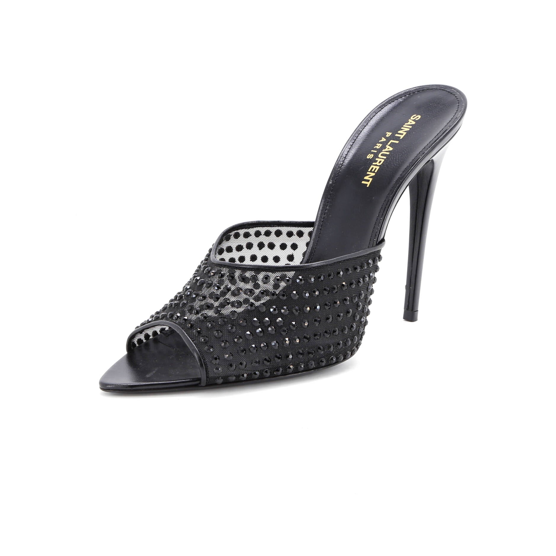 Women's Gippy Heeled Mules Leather and Mesh with Crystals 110