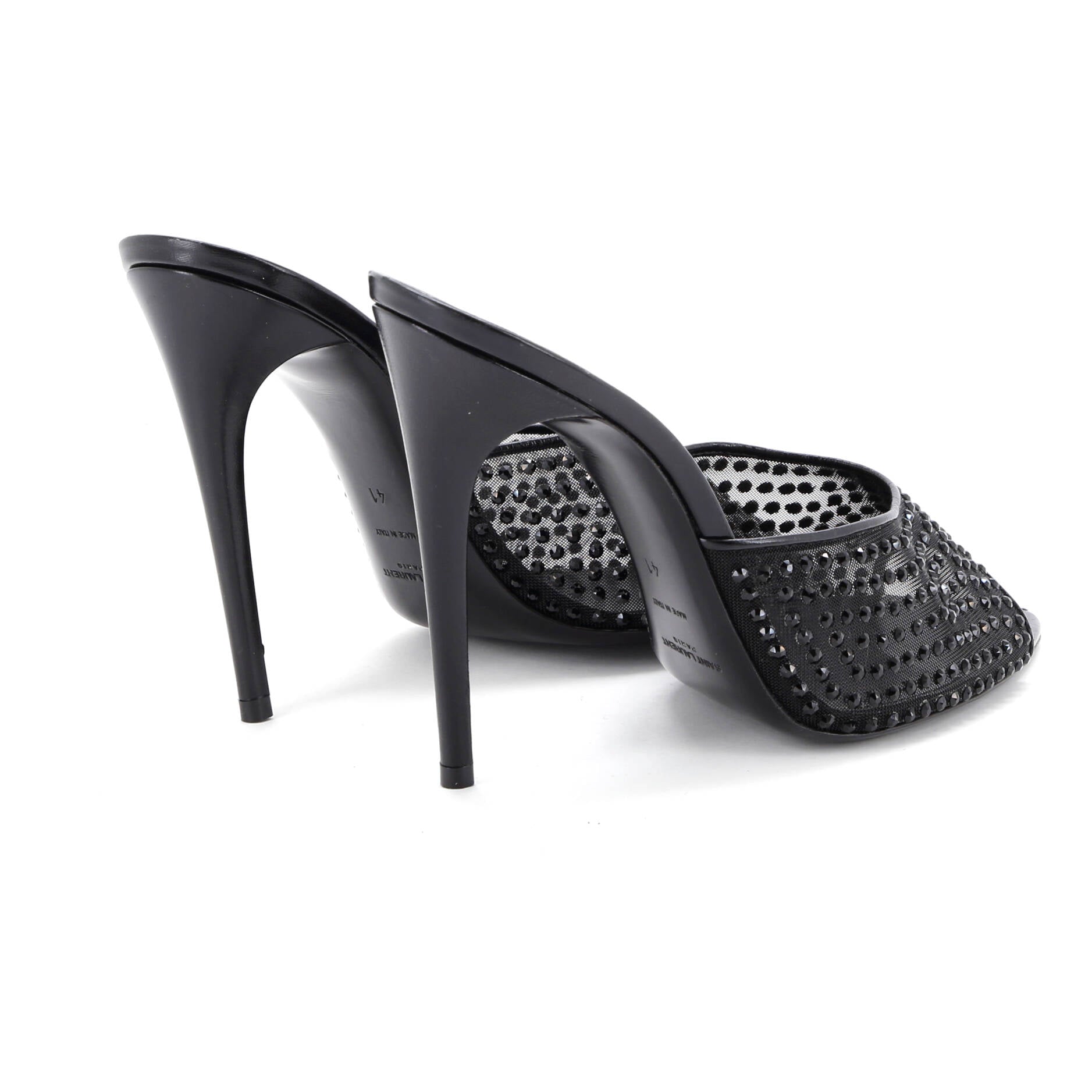 Women's Gippy Heeled Mules Leather and Mesh with Crystals 110