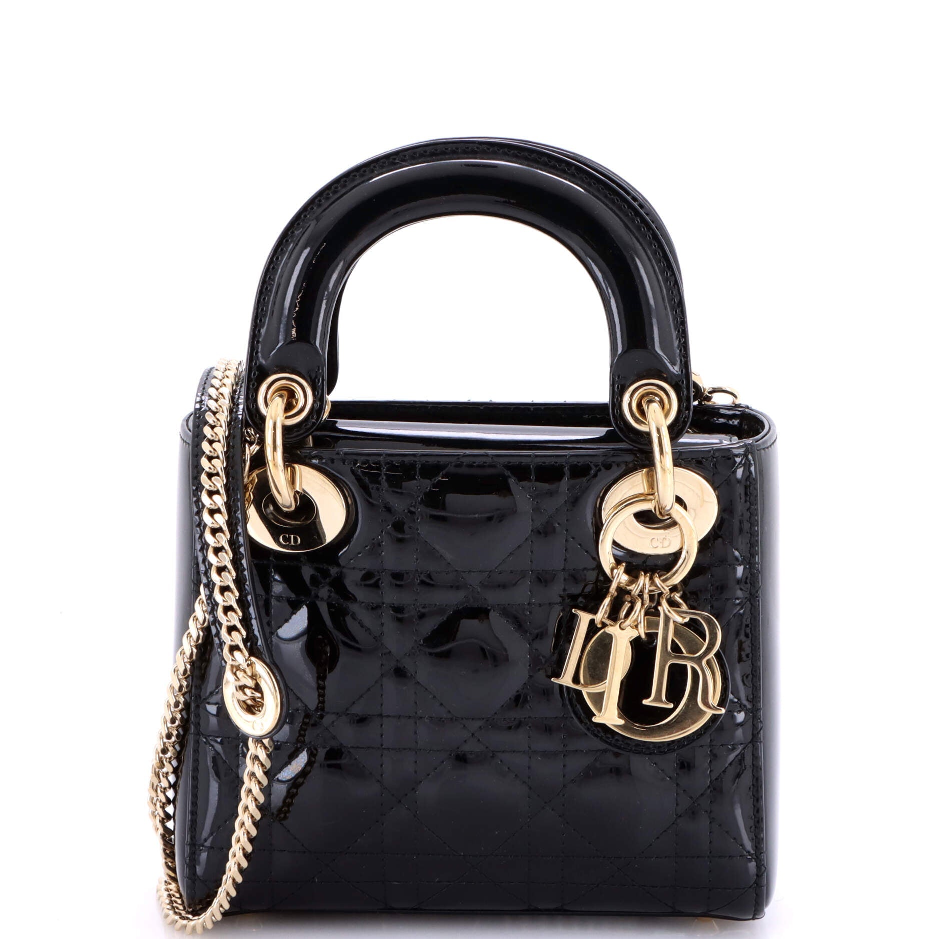 Lady Dior Chain Bag Cannage Quilt Patent Mini
