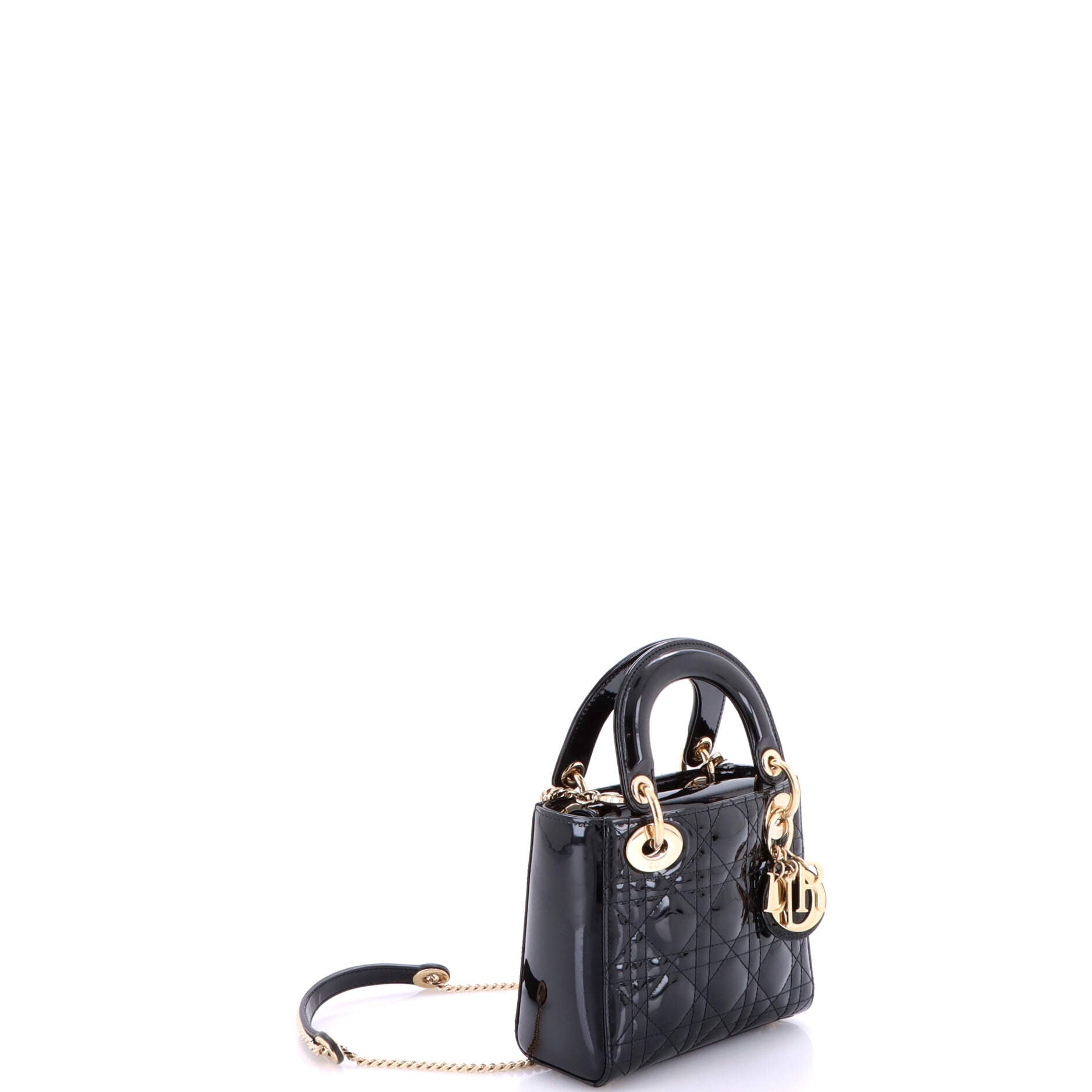 Lady Dior Chain Bag Cannage Quilt Patent Mini