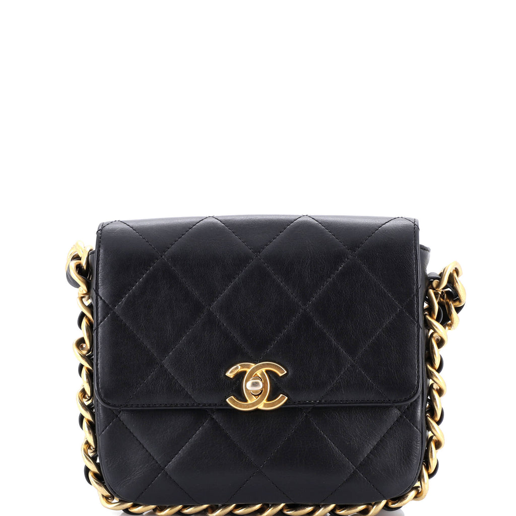 Framing Chain Flap Bag Quilted Calfskin Small