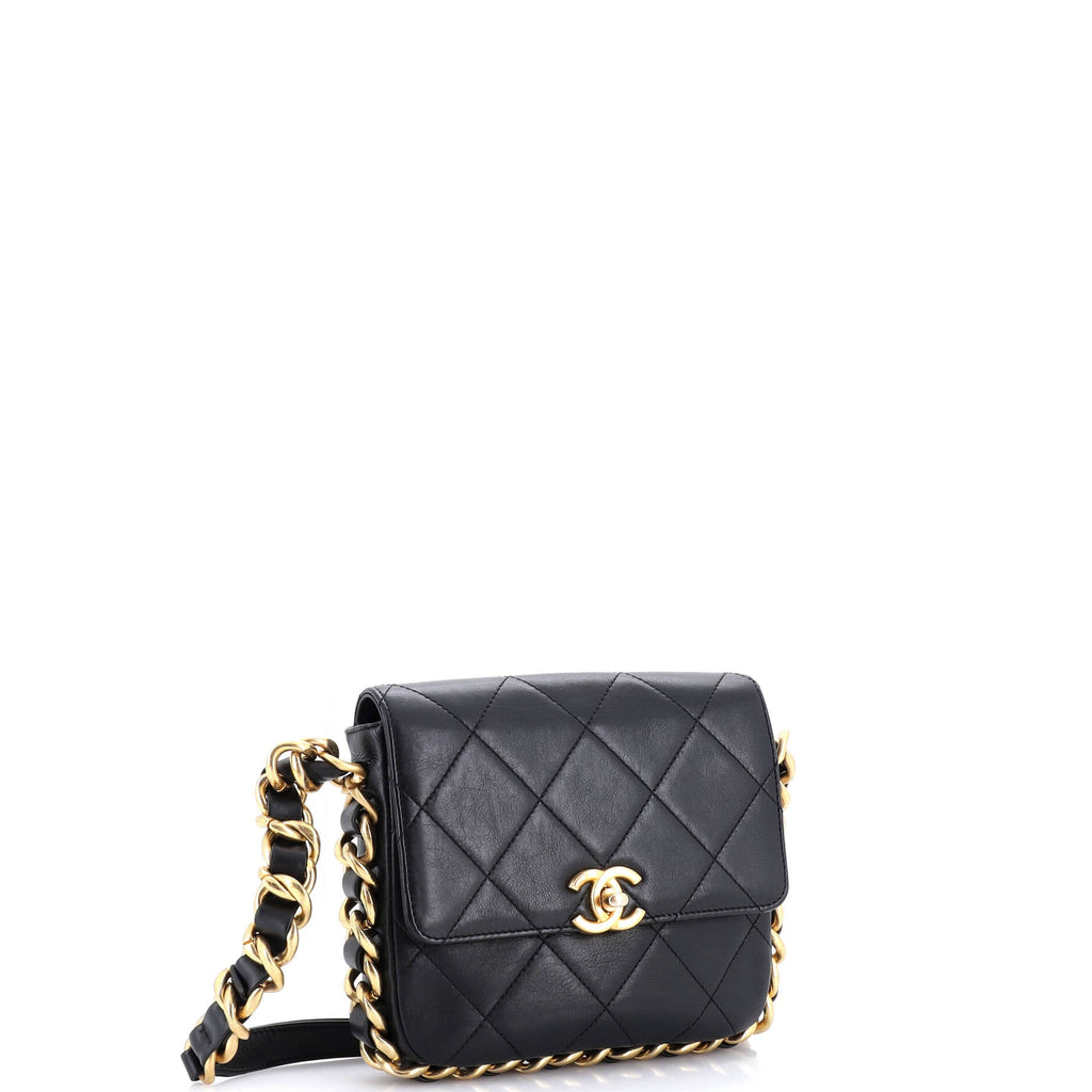 Framing Chain Flap Bag Quilted Calfskin Small