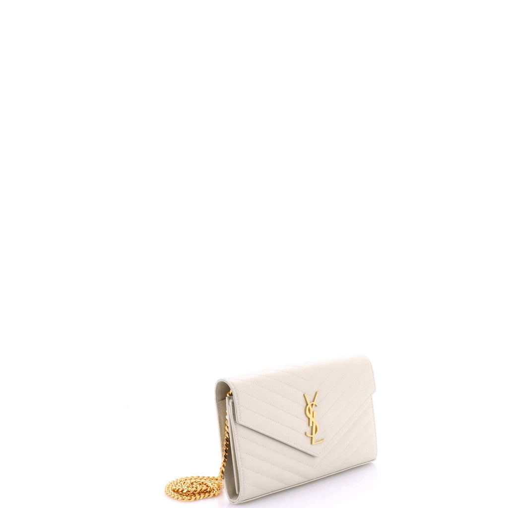 Classic Monogram Wallet on Chain Matelasse Chevron Leather Medium