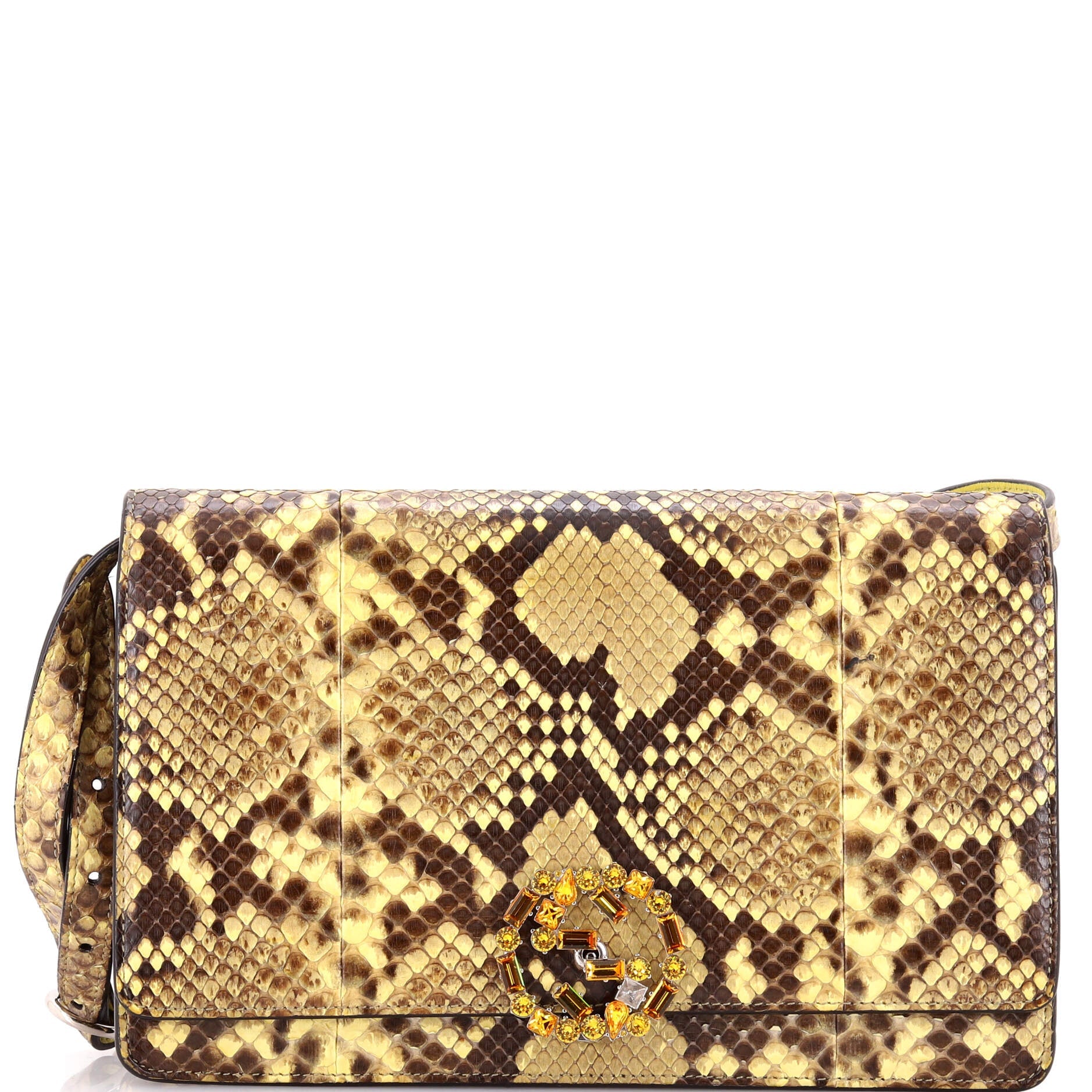 GG Broadway Flap Bag Python with Crystals Medium