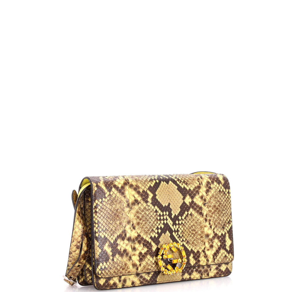 GG Broadway Flap Bag Python with Crystals Medium