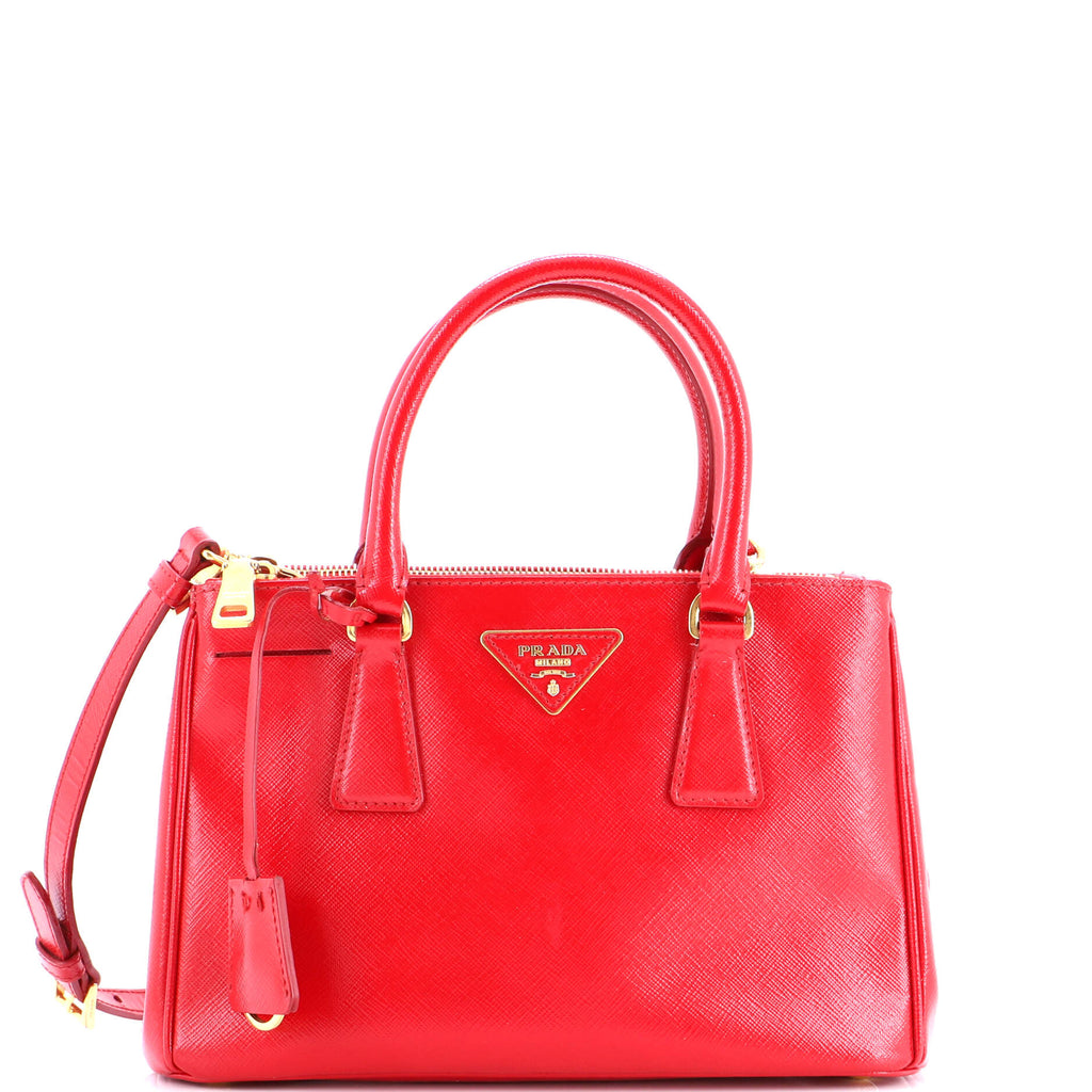 Double Zip Lux Tote Vernice Saffiano Leather Small