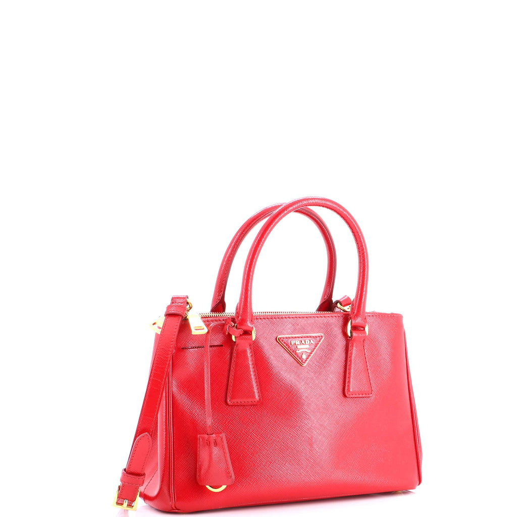 Double Zip Lux Tote Vernice Saffiano Leather Small