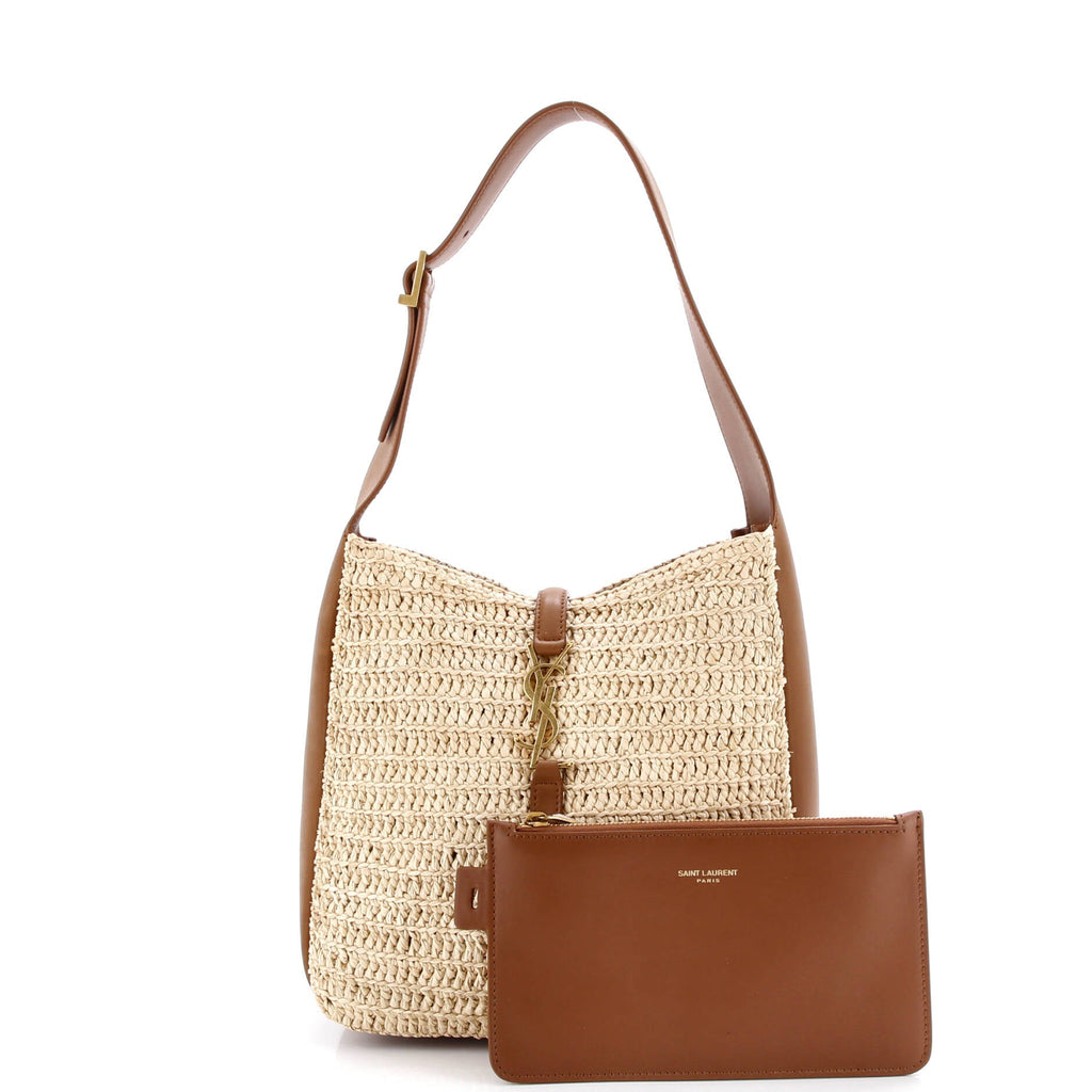 Le 5 a 7 Supple Hobo Raffia and Leather Small