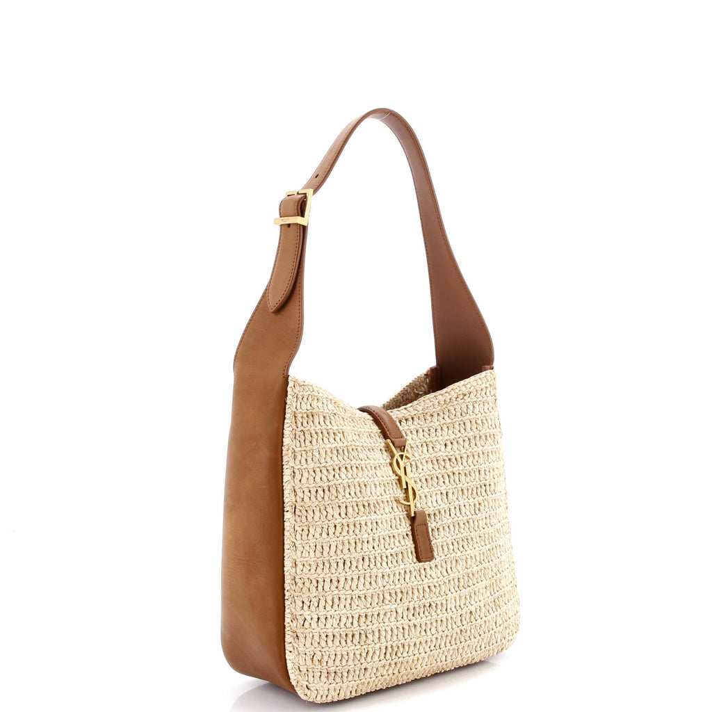 Le 5 a 7 Supple Hobo Raffia and Leather Small