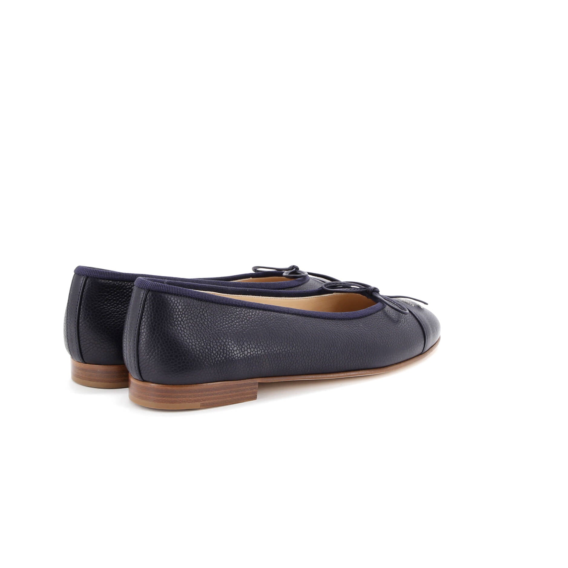 Women's CC Cap Toe Bow Ballerina Flats Leather