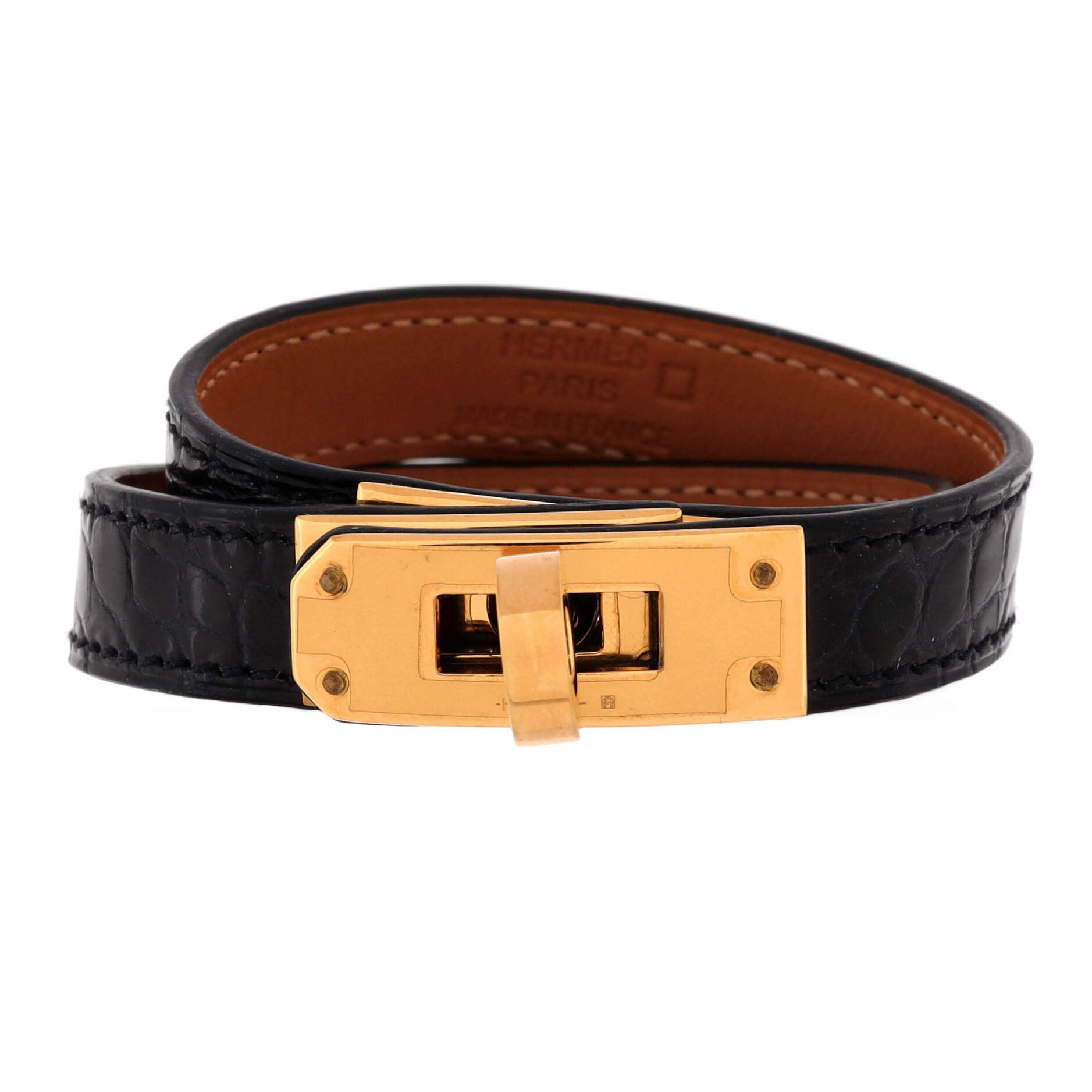 Kelly Double Tour Bracelet Shiny Alligator