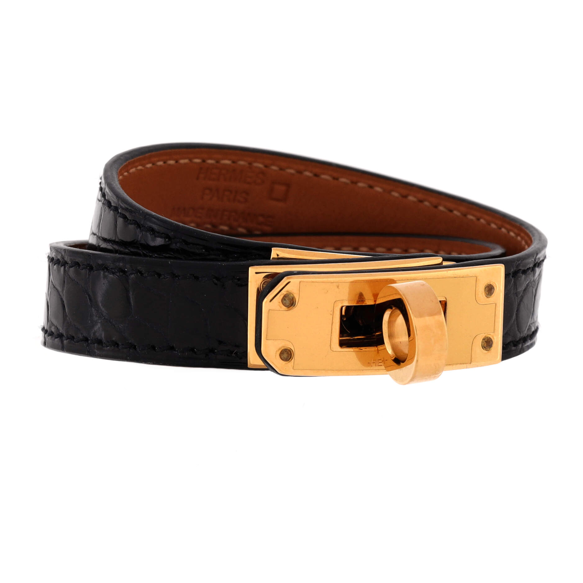 Kelly Double Tour Bracelet Shiny Alligator