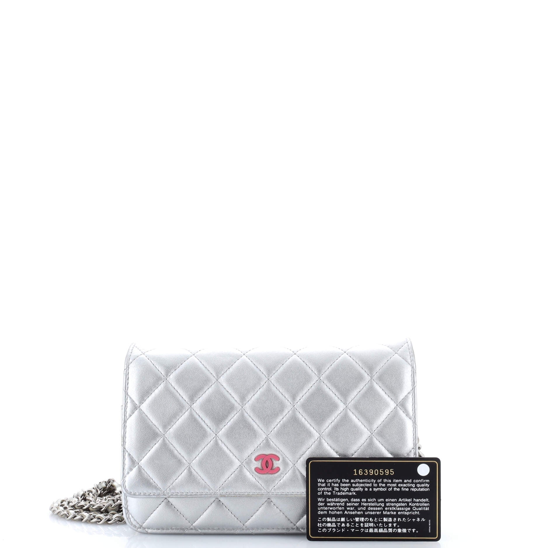 Wallet on Chain Quilted Metallic Lambskin