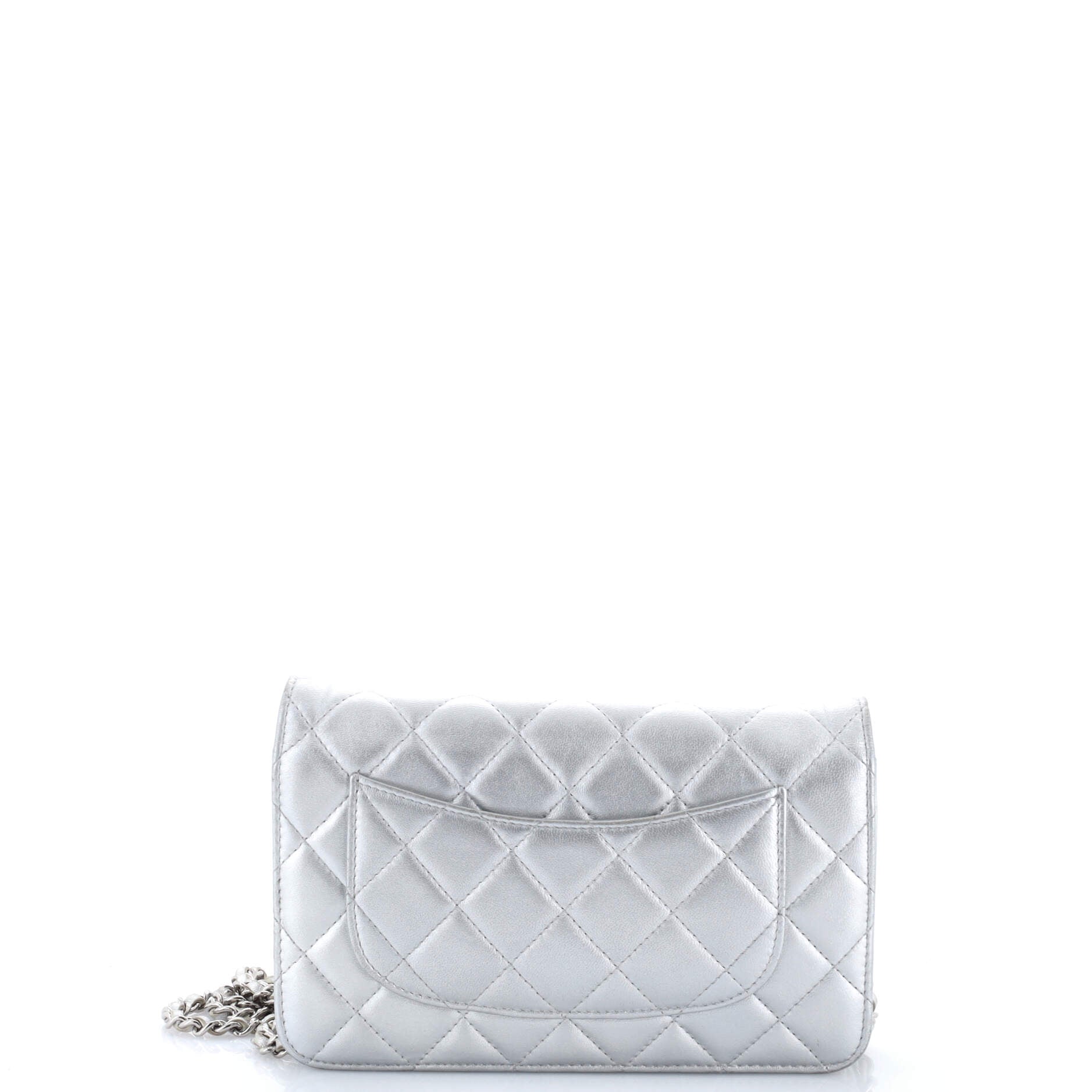 Wallet on Chain Quilted Metallic Lambskin