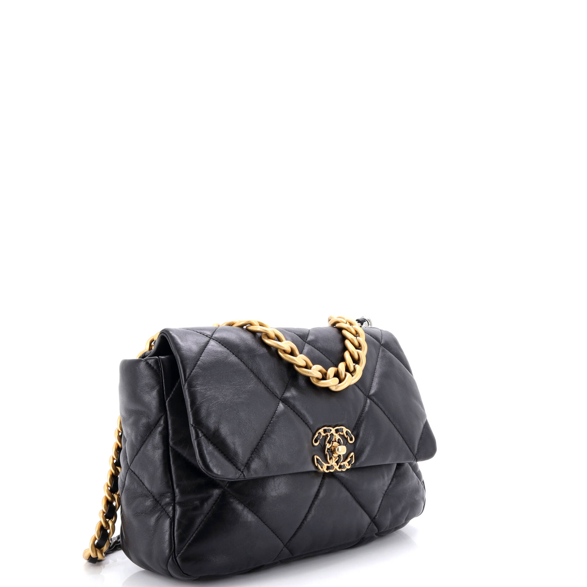 19 Flap Bag Quilted Leather Large