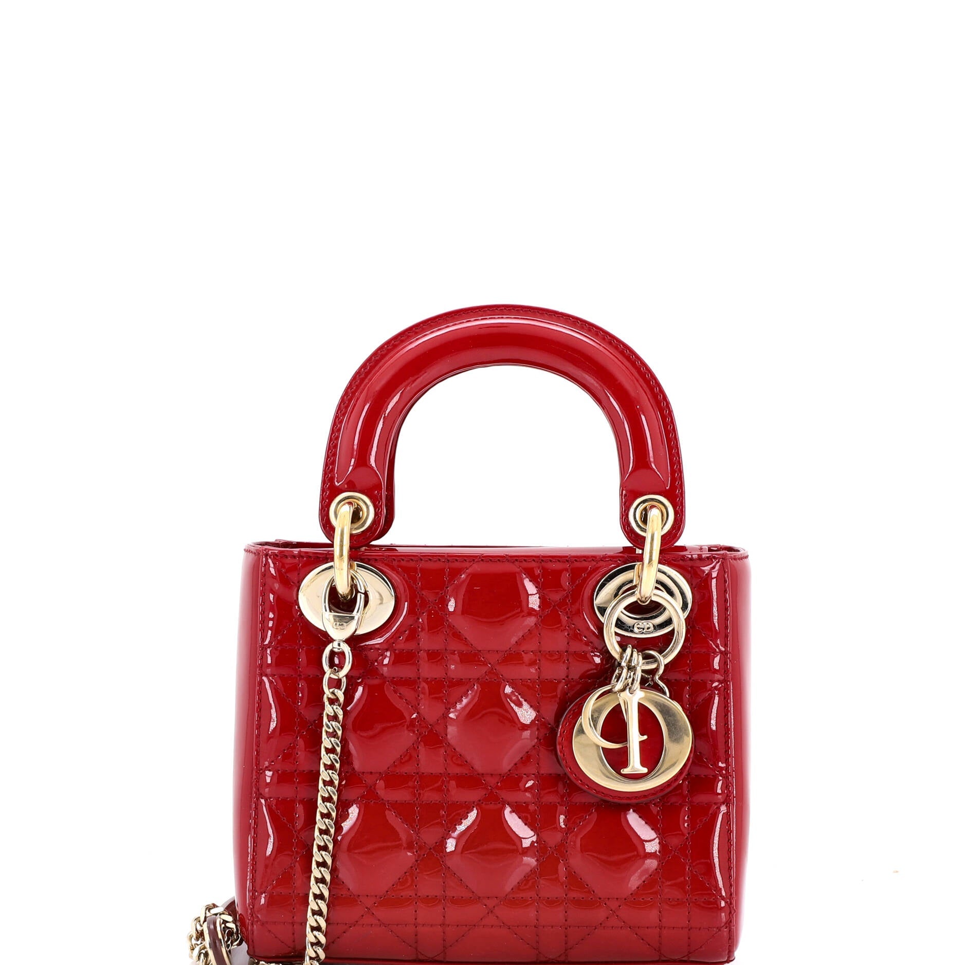 Lady Dior Chain Bag Cannage Quilt Patent Mini