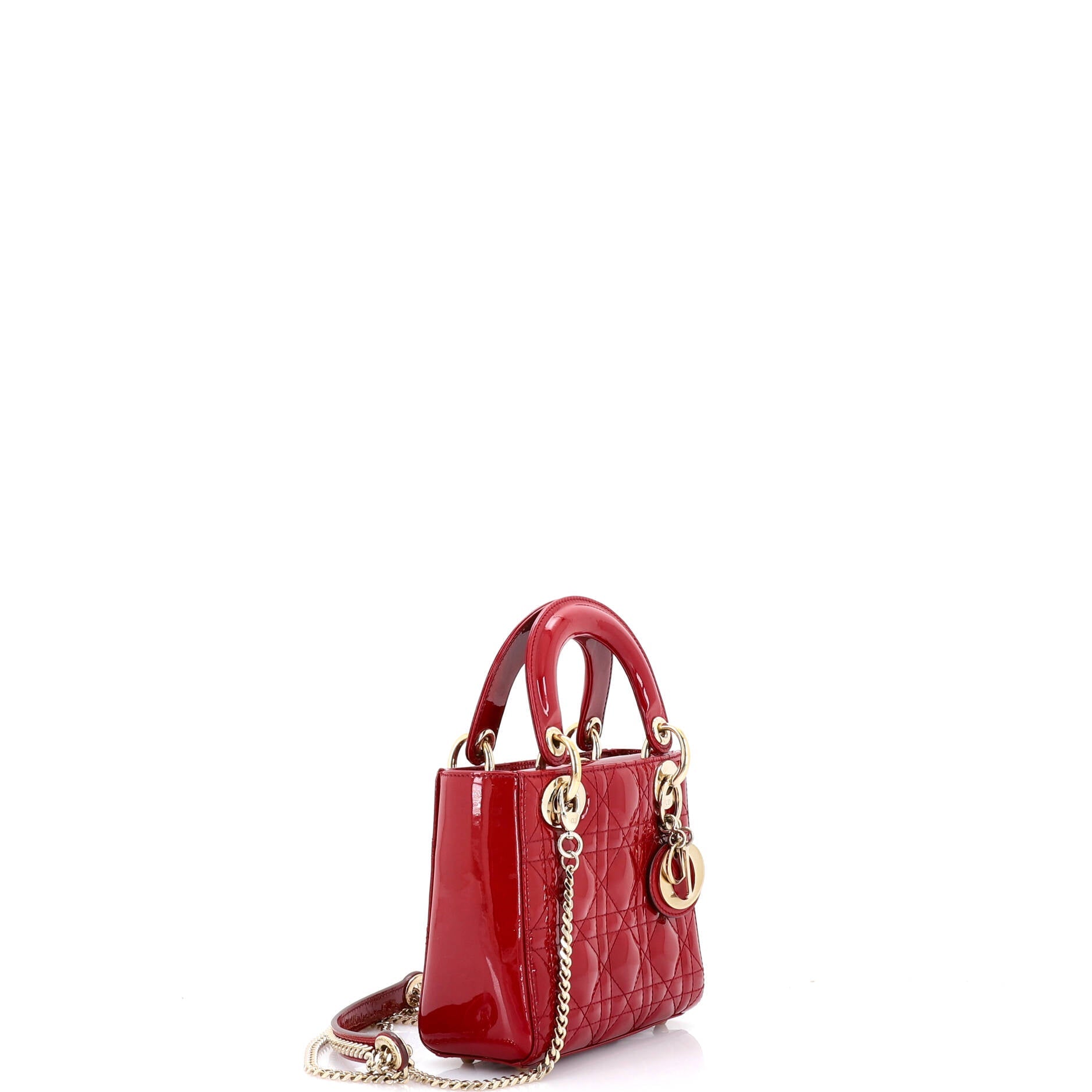 Lady Dior Chain Bag Cannage Quilt Patent Mini