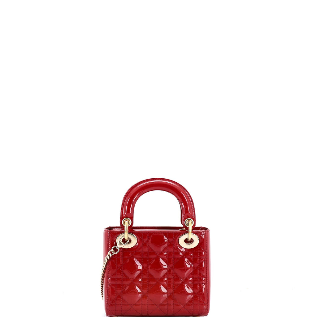 Lady Dior Chain Bag Cannage Quilt Patent Mini
