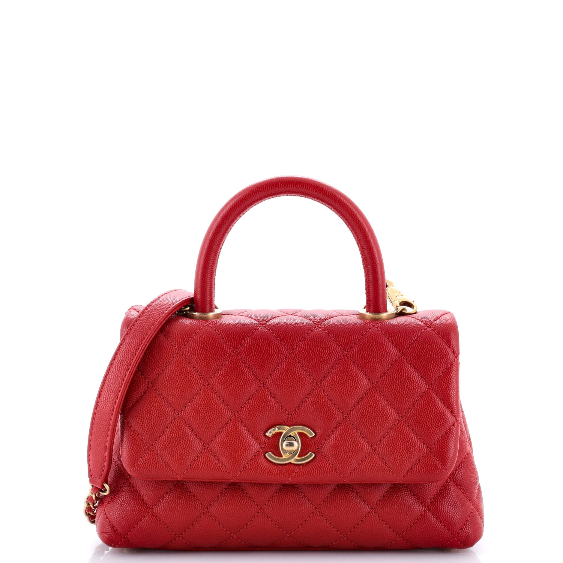 Coco Top Handle Bag Quilted Caviar Mini