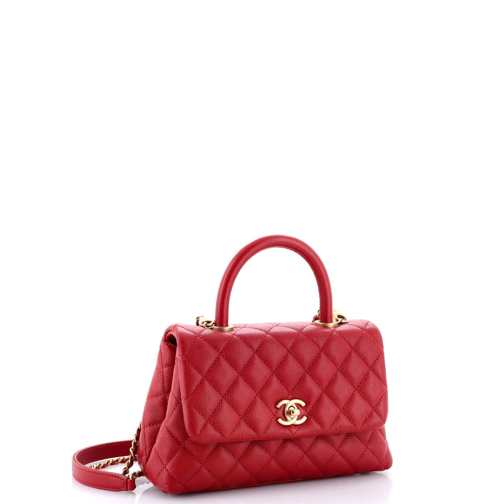 Coco Top Handle Bag Quilted Caviar Mini