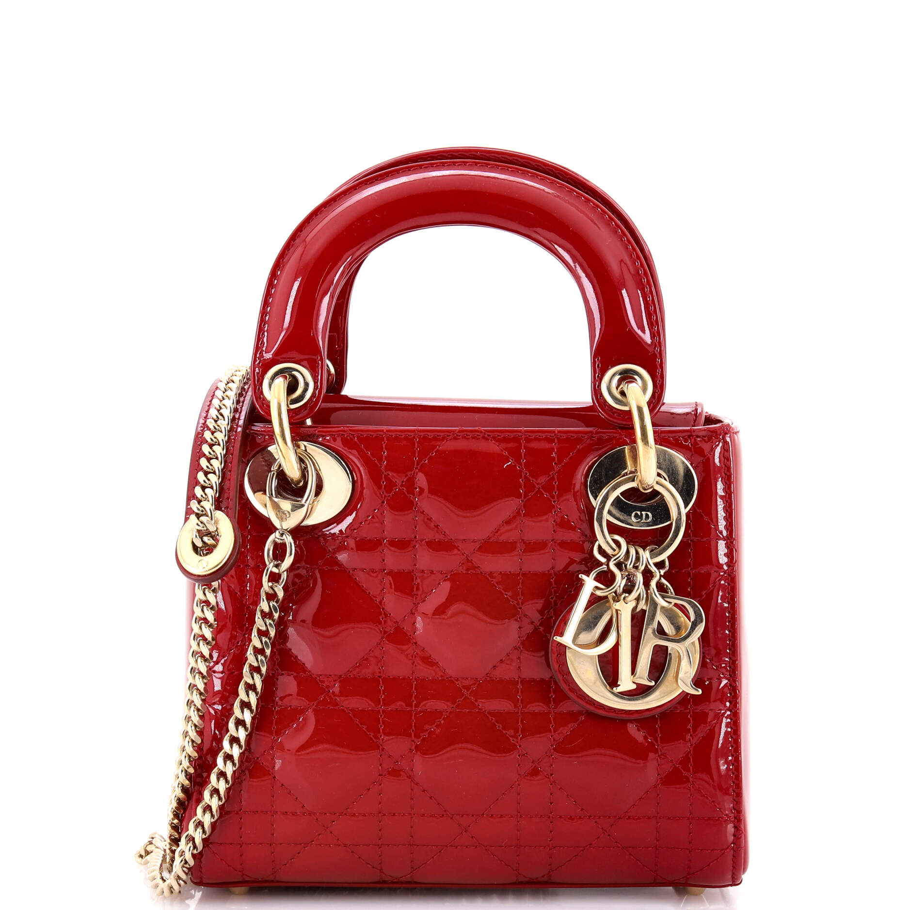 Lady Dior Chain Bag Cannage Quilt Patent Mini