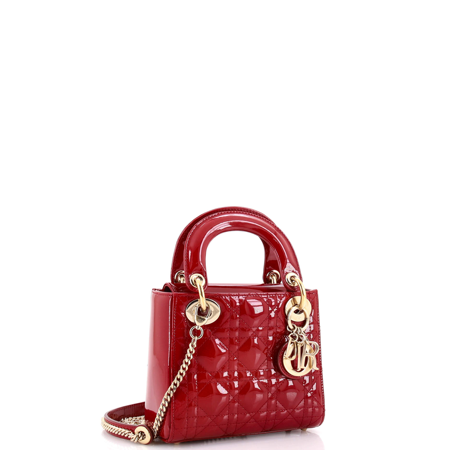 Lady Dior Chain Bag Cannage Quilt Patent Mini