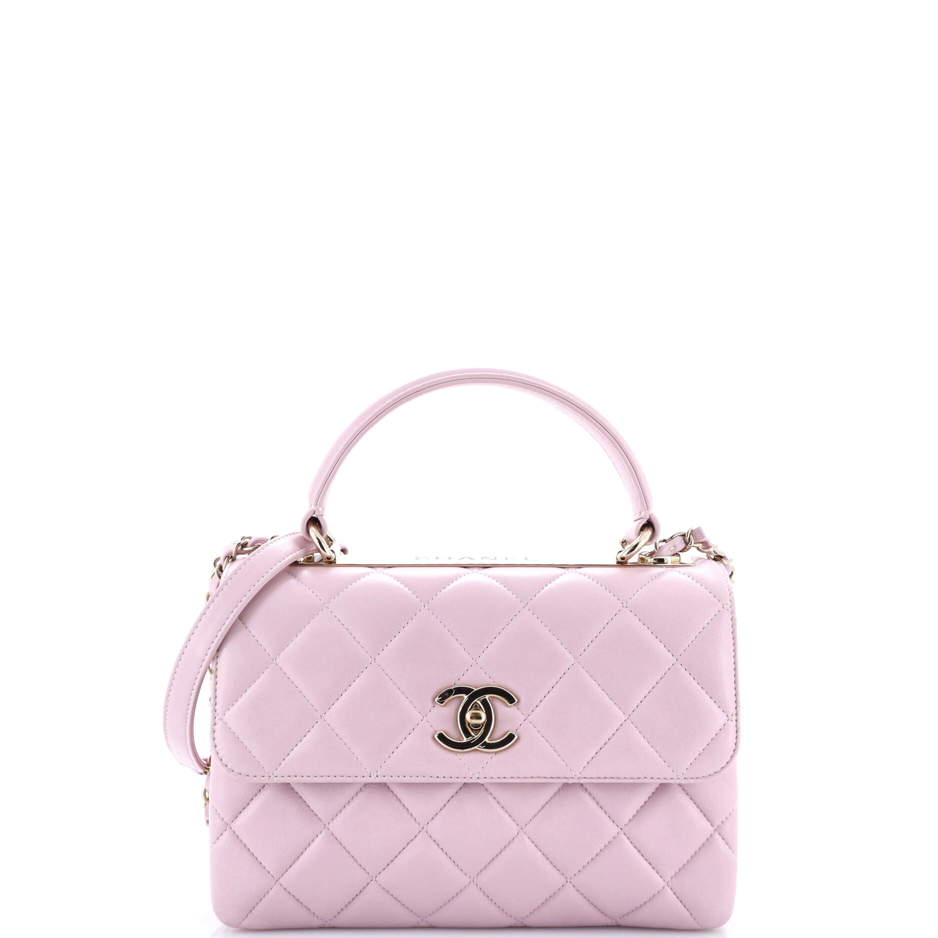 Trendy CC Top Handle Bag Quilted Lambskin Small