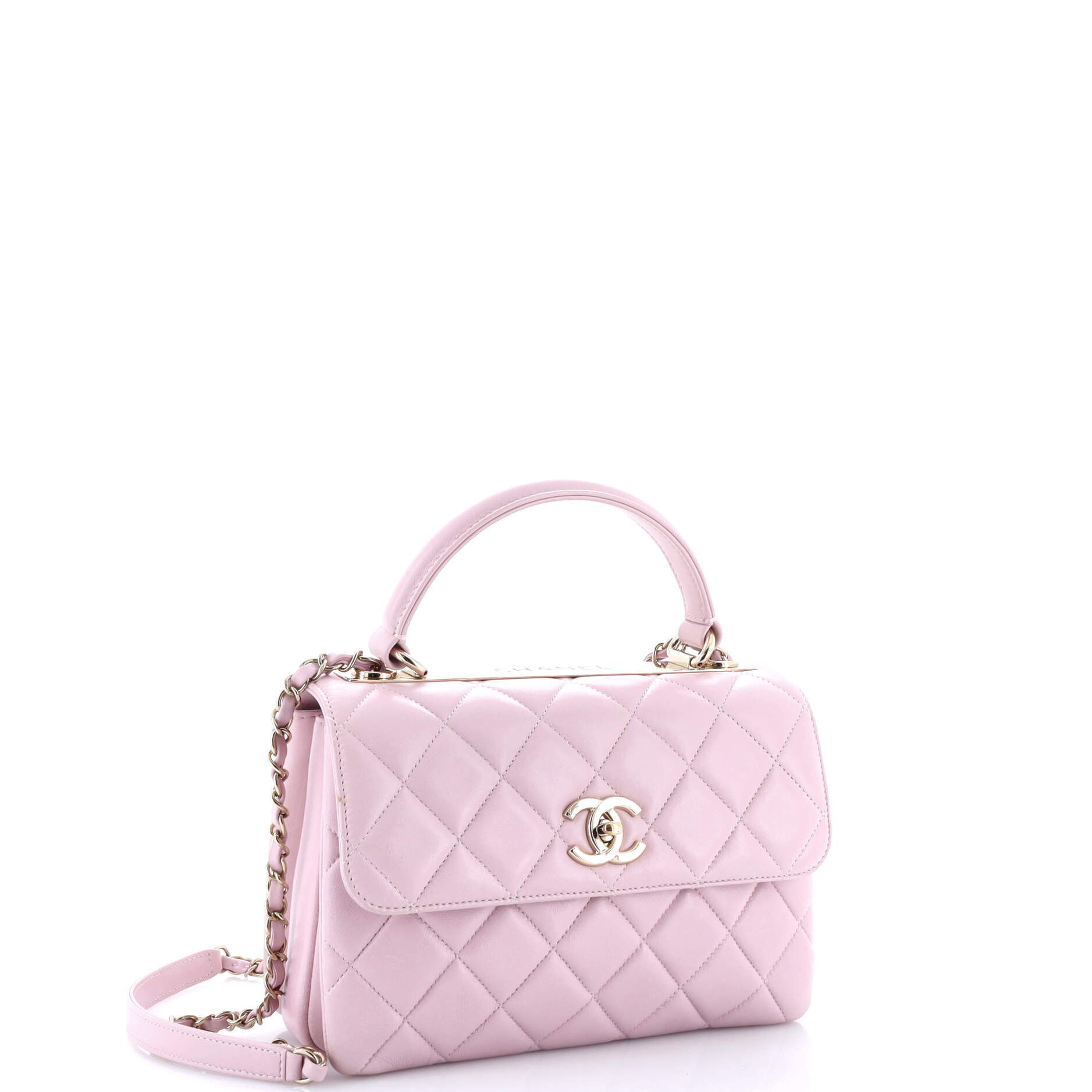Trendy CC Top Handle Bag Quilted Lambskin Small