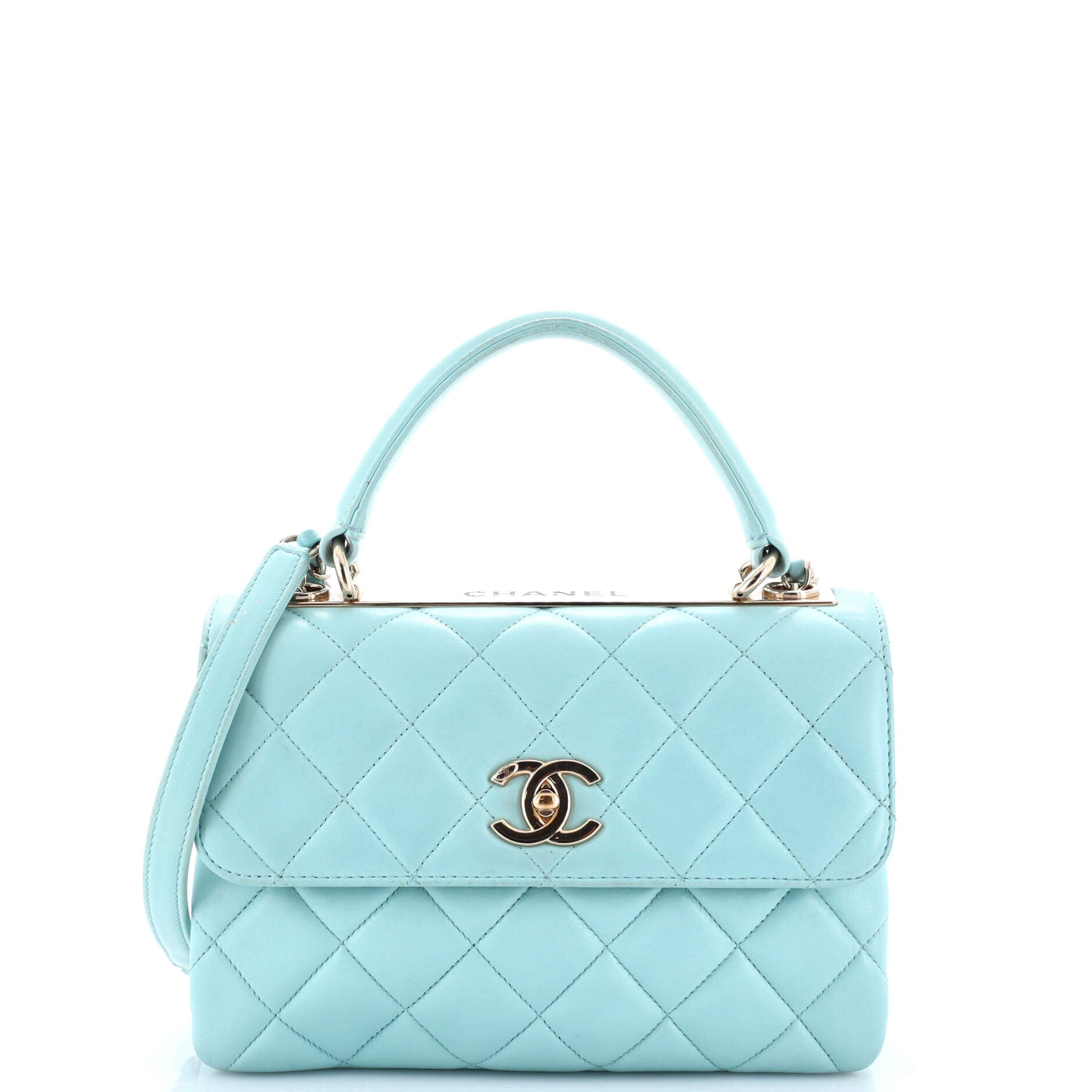 Trendy CC Top Handle Bag Quilted Lambskin Small