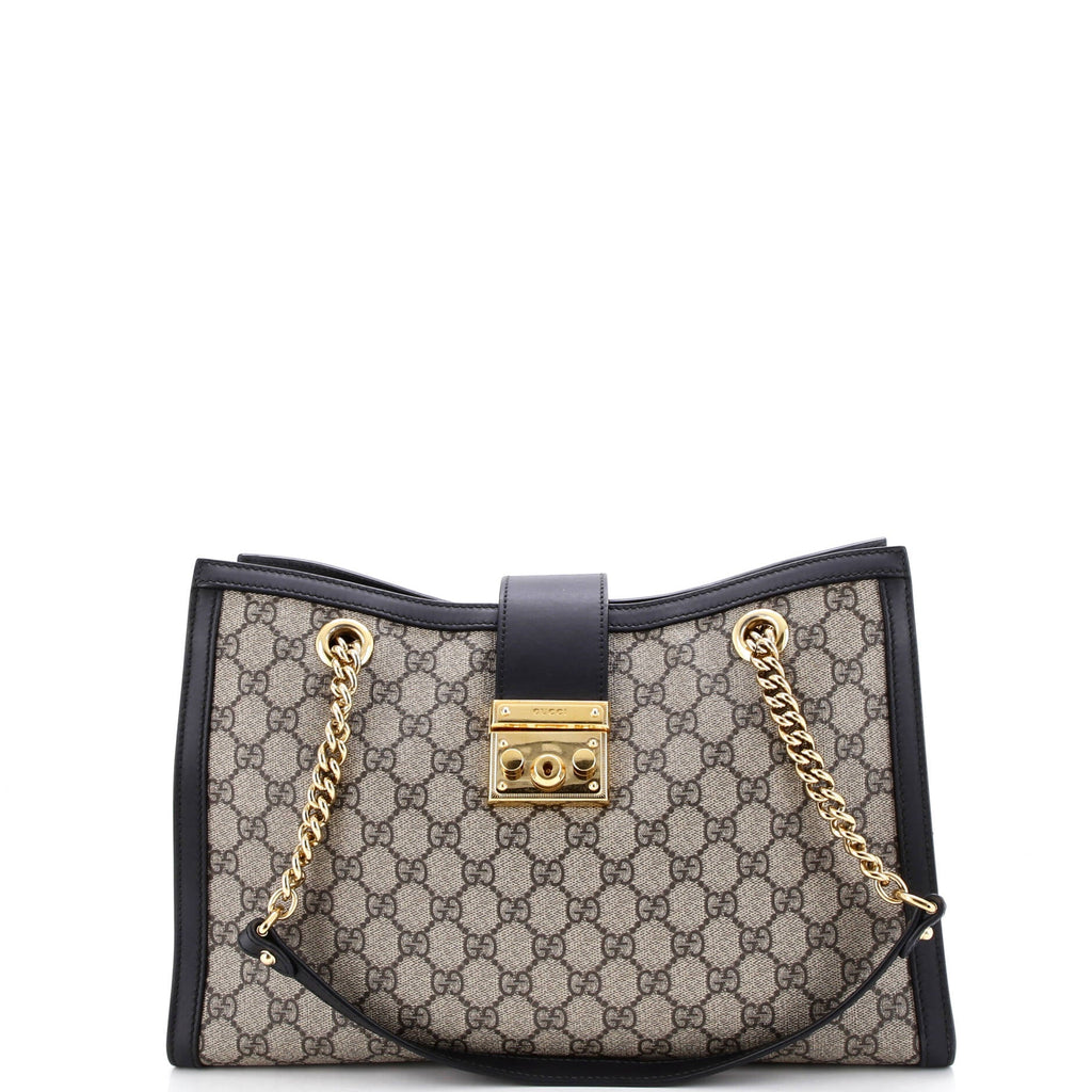 Padlock Chain Tote GG Coated Canvas with Leather Medium