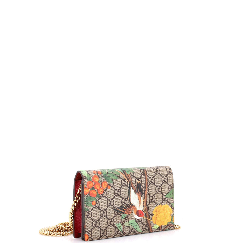 Chain Wallet Tian Print GG Coated Canvas