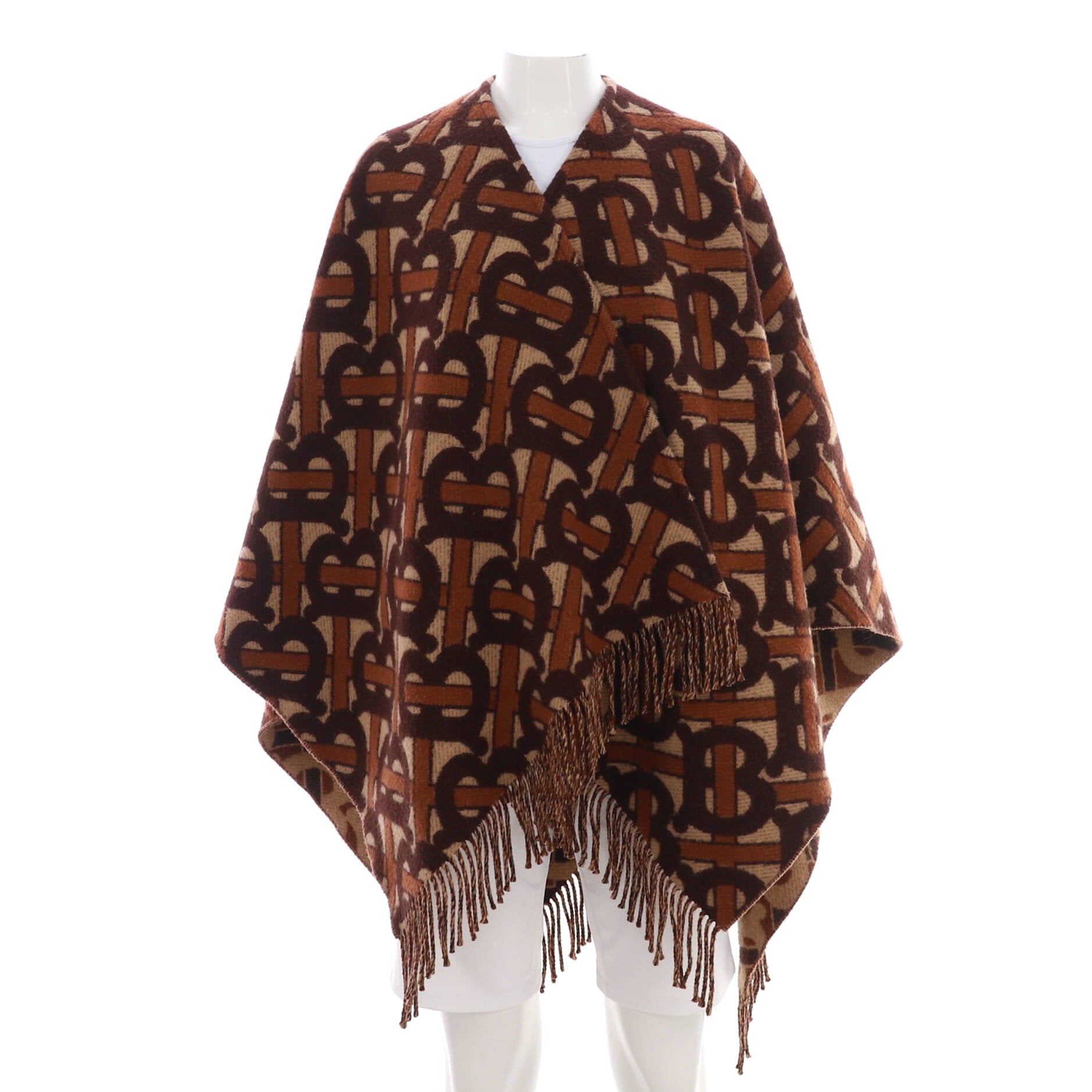 Women's Reversible Cape TB Monogram Wool Blend