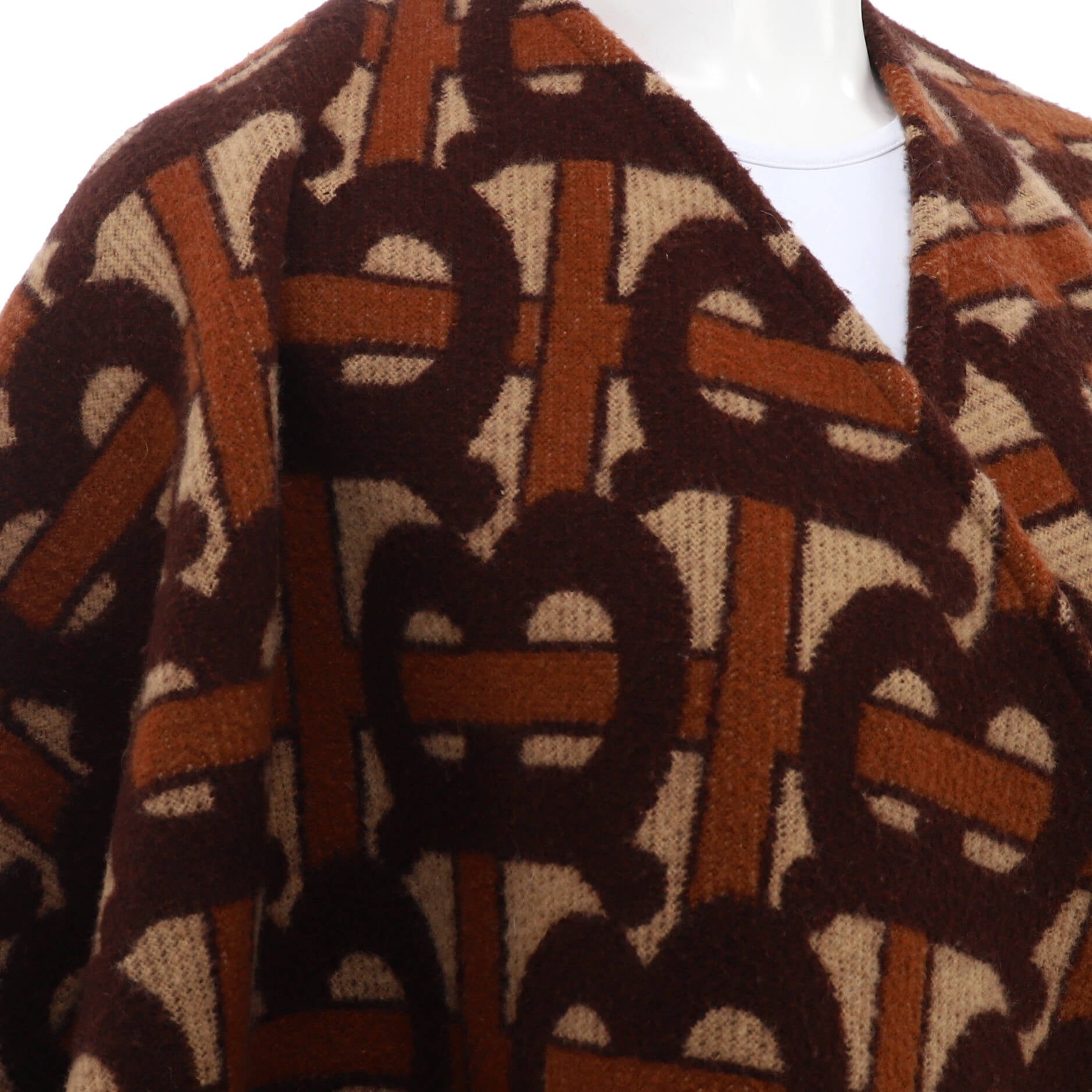 Women's Reversible Cape TB Monogram Wool Blend