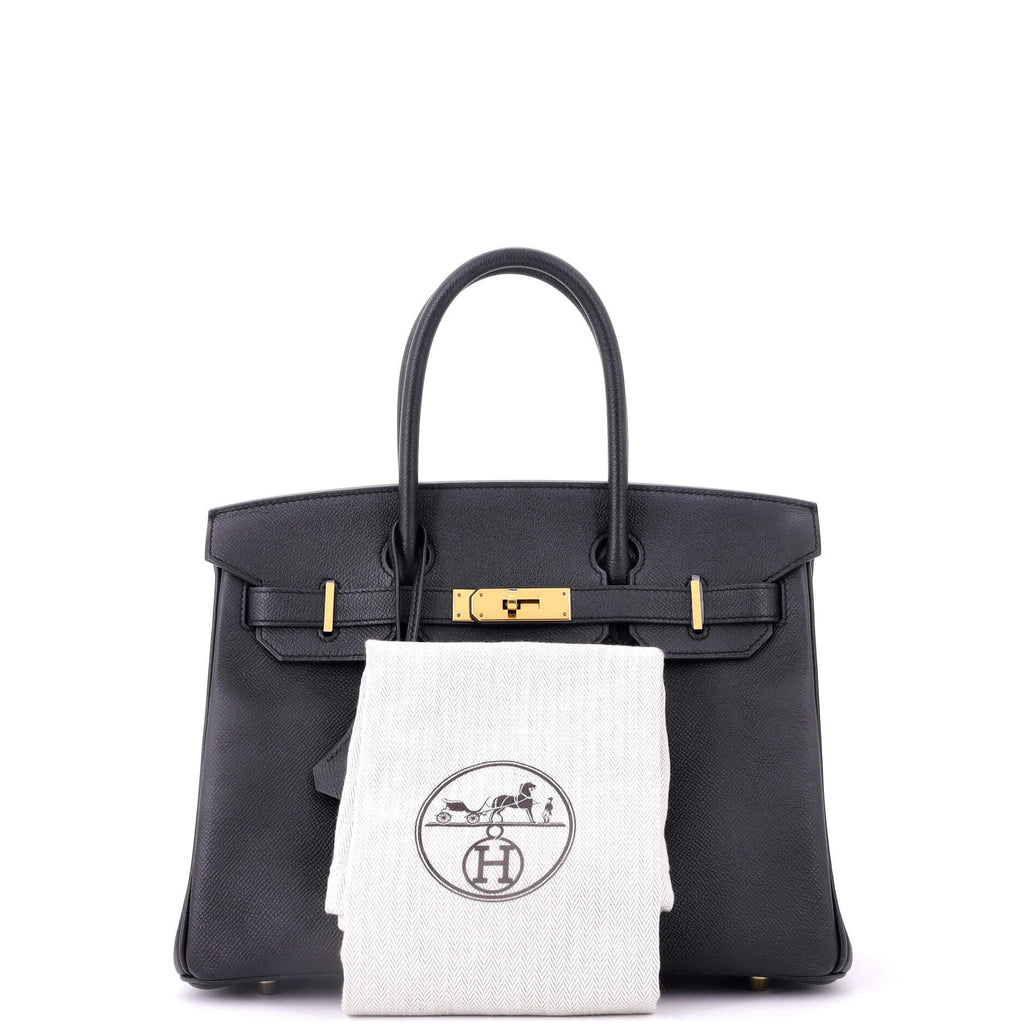 Birkin Handbag Noir Epsom with Gold Hardware 30