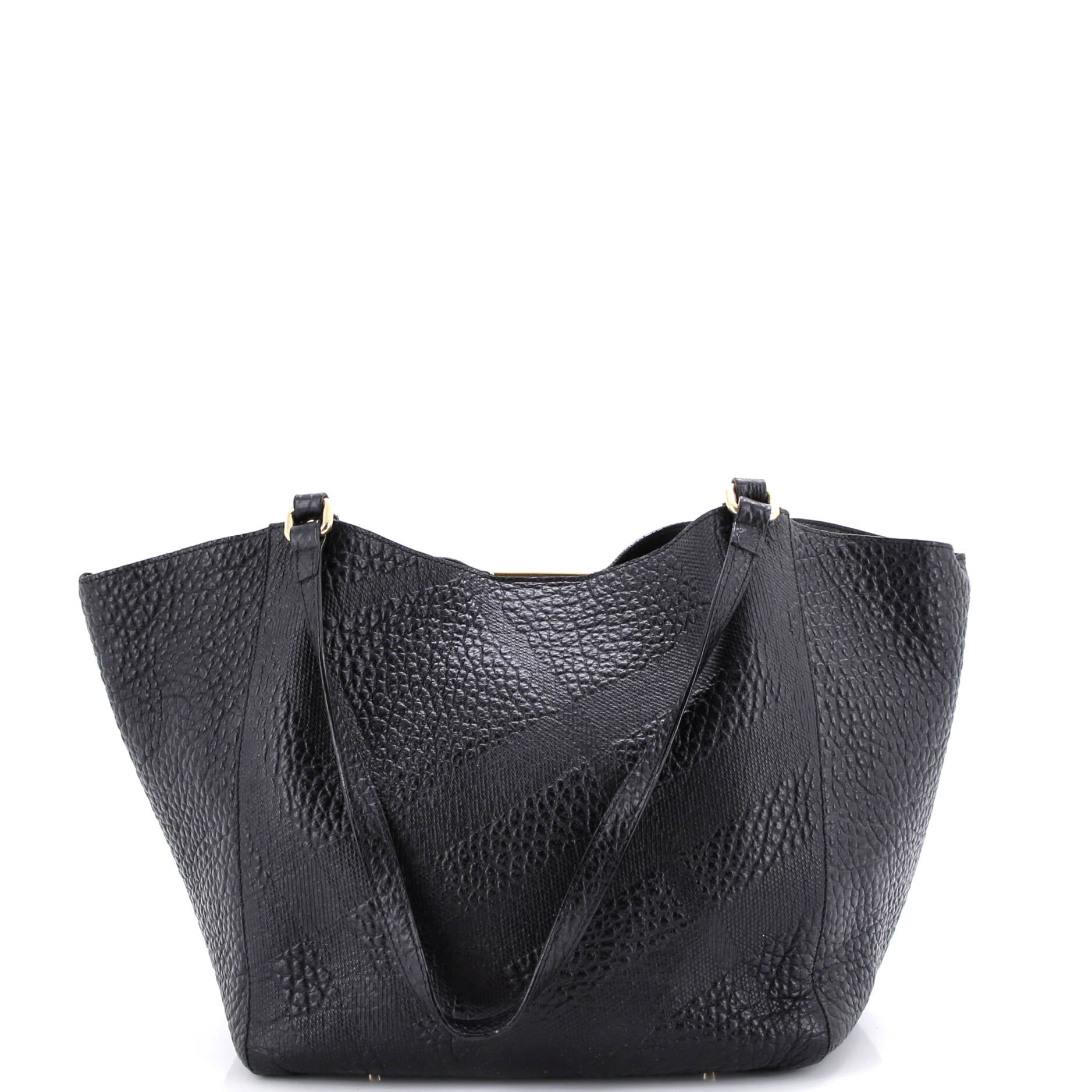 Canter Tote Check Embossed Leather Small