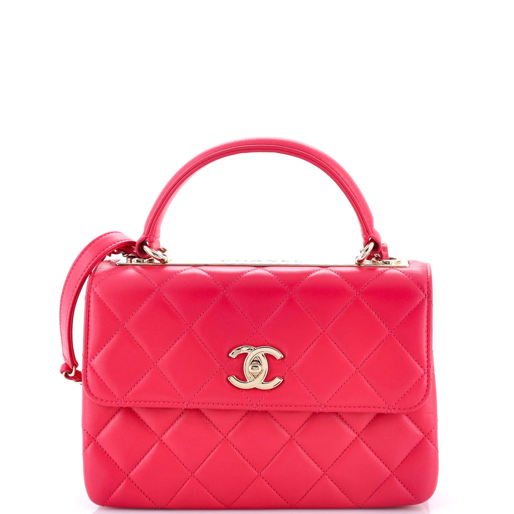 Trendy CC Top Handle Bag Quilted Lambskin Small